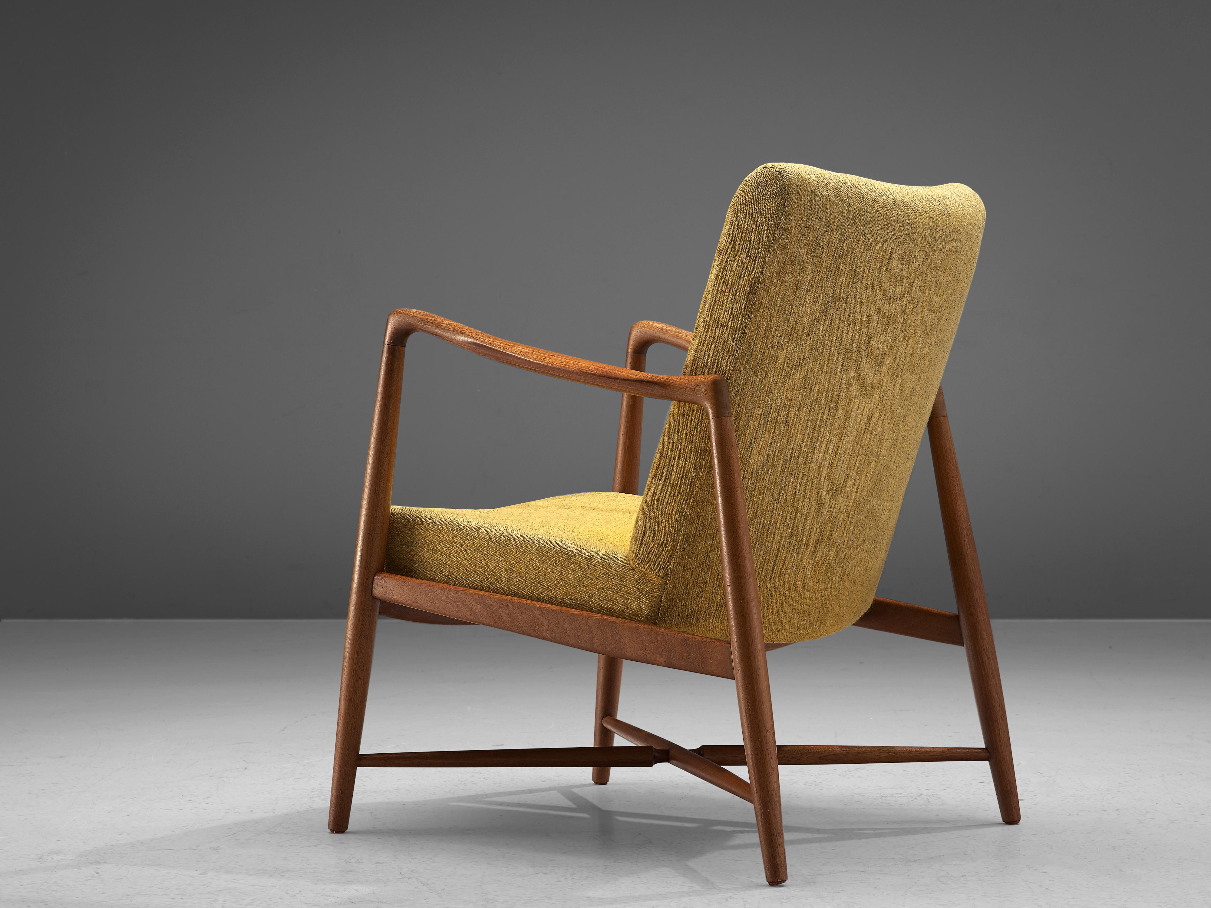 Mid-20th Century Finn Juhl Armchair 4443 in Teak with Paavo Tynell Floor Lamp 9631 in Brass