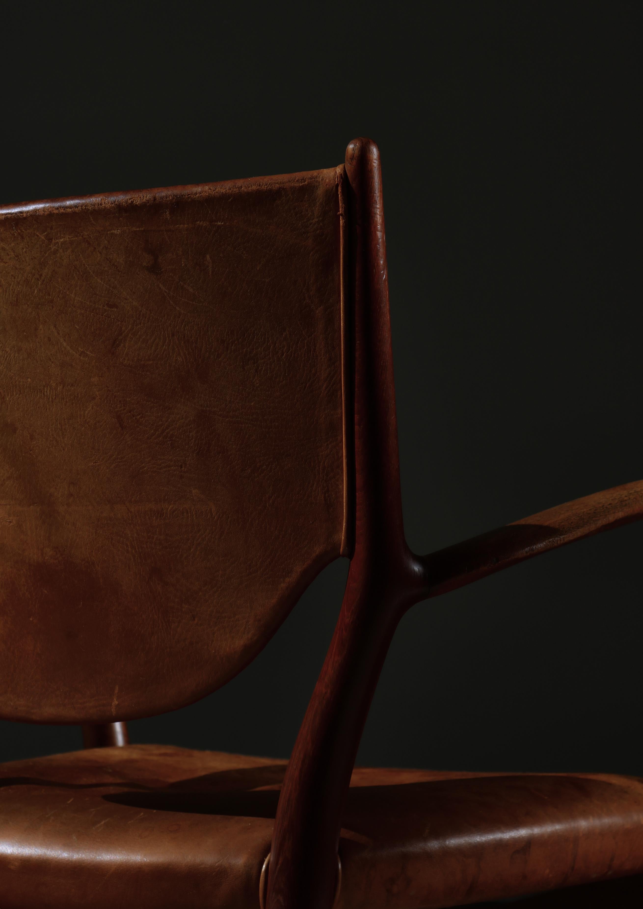 Finn Juhl Armchair NV46 by Niels Vodder in Teakwood & Natural Leather, 1950s 7