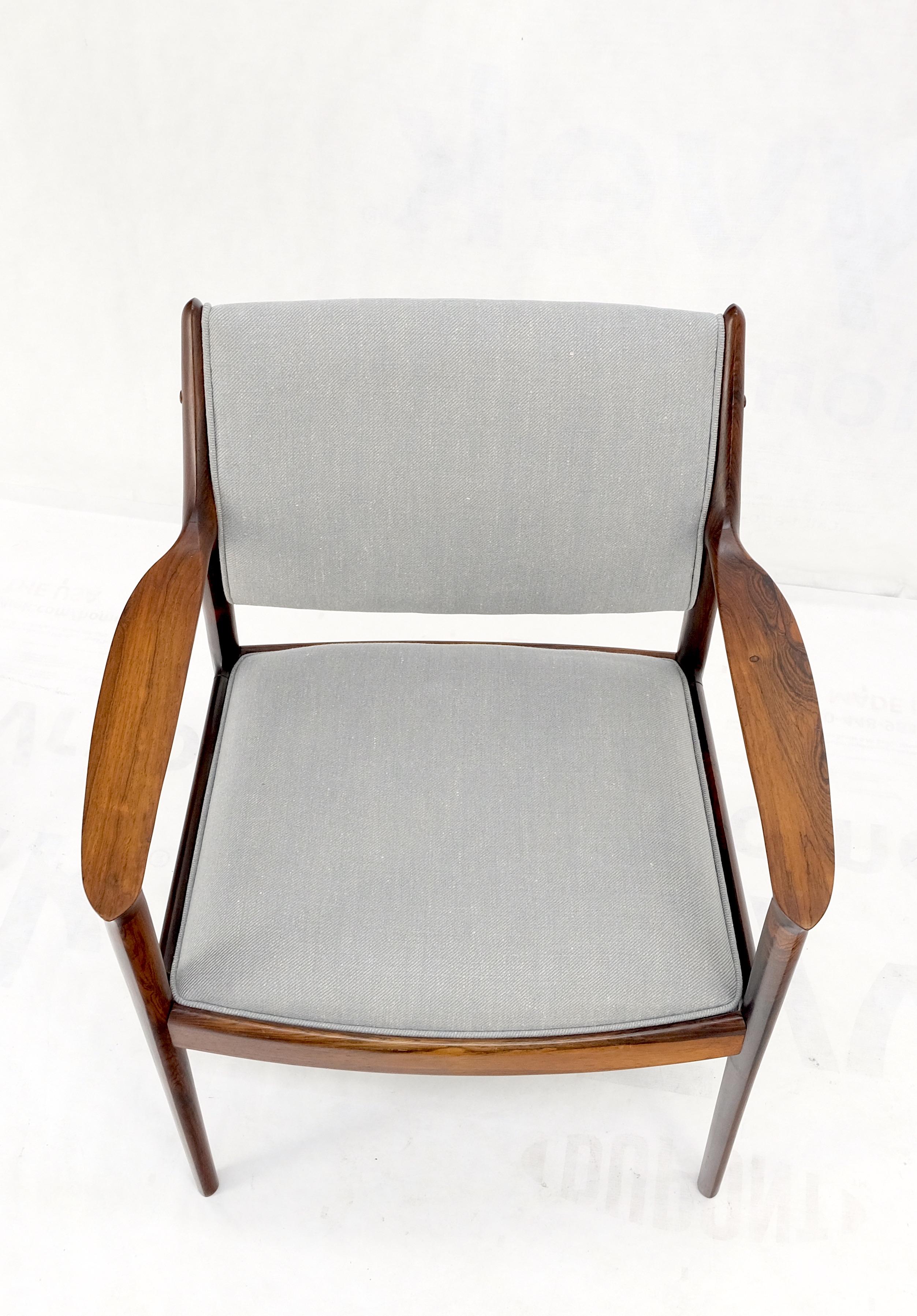 Finn Juhl Attributed Heavy Solid Rosewood Arm Desk Chair New Upholstery Mint! For Sale 5