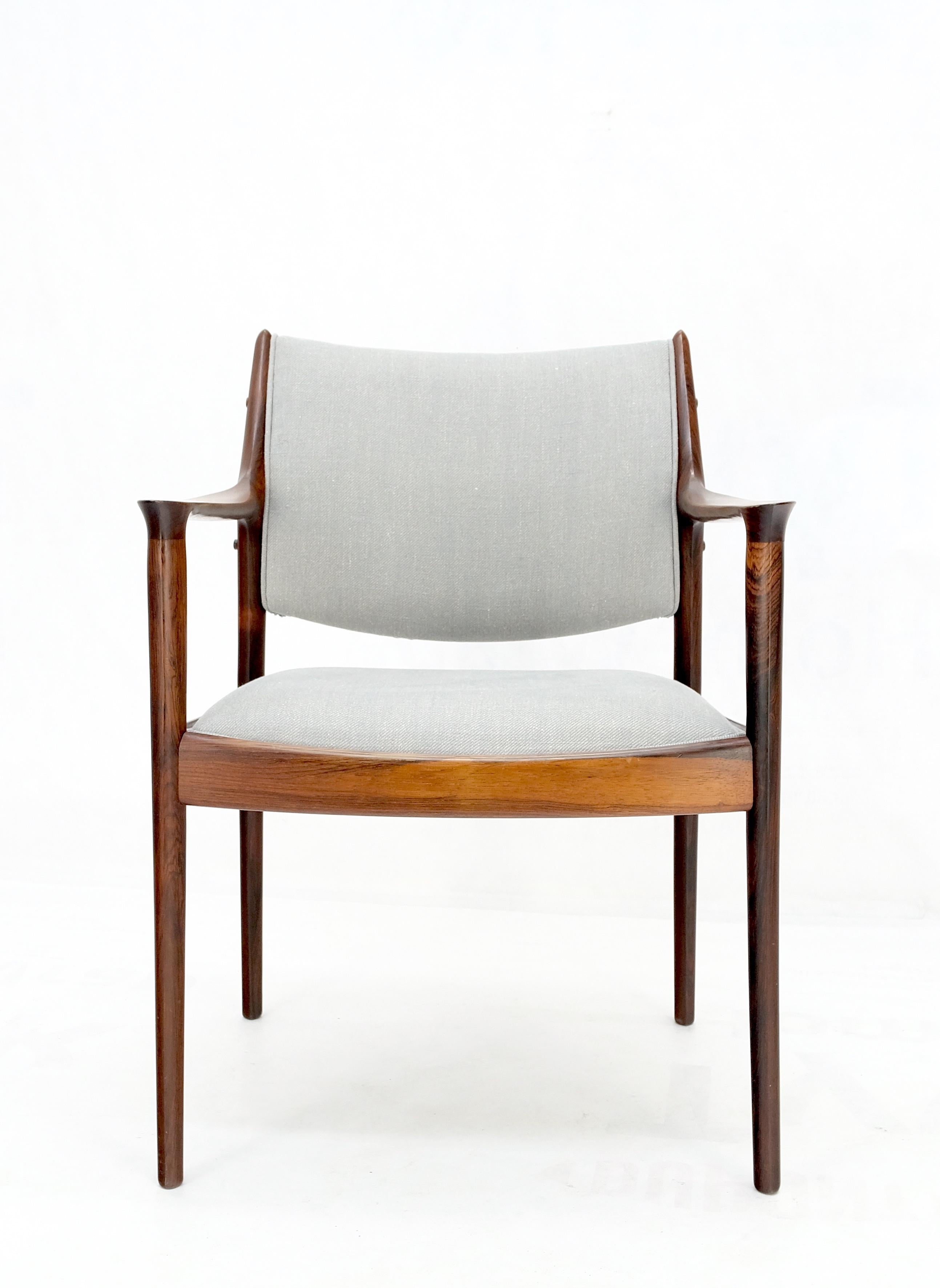 Lacquered Finn Juhl Attributed Heavy Solid Rosewood Arm Desk Chair New Upholstery Mint! For Sale