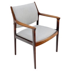 Finn Juhl Attributed Heavy Solid Rosewood Arm Desk Chair Nuova tappezzeria Mint!