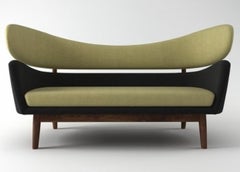 Finn Juhl Baker Sofa 1951, Citron Yellow Kvadret Maharam, Walnut Frame, Denmark