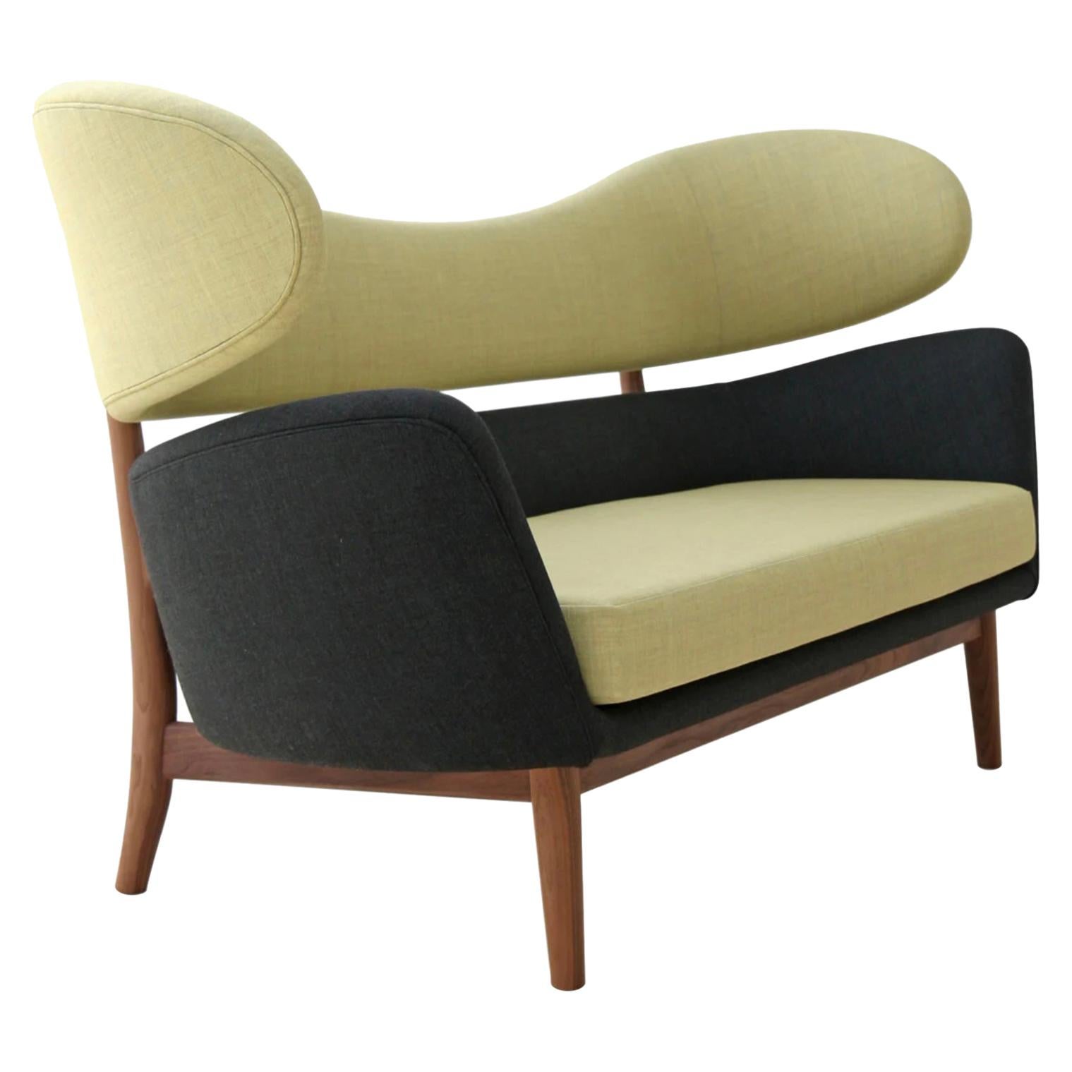 Finn Juhl Baker Sofa 1951, Citron Yellow Kvadret Maharam, Walnut Frame, Denmark