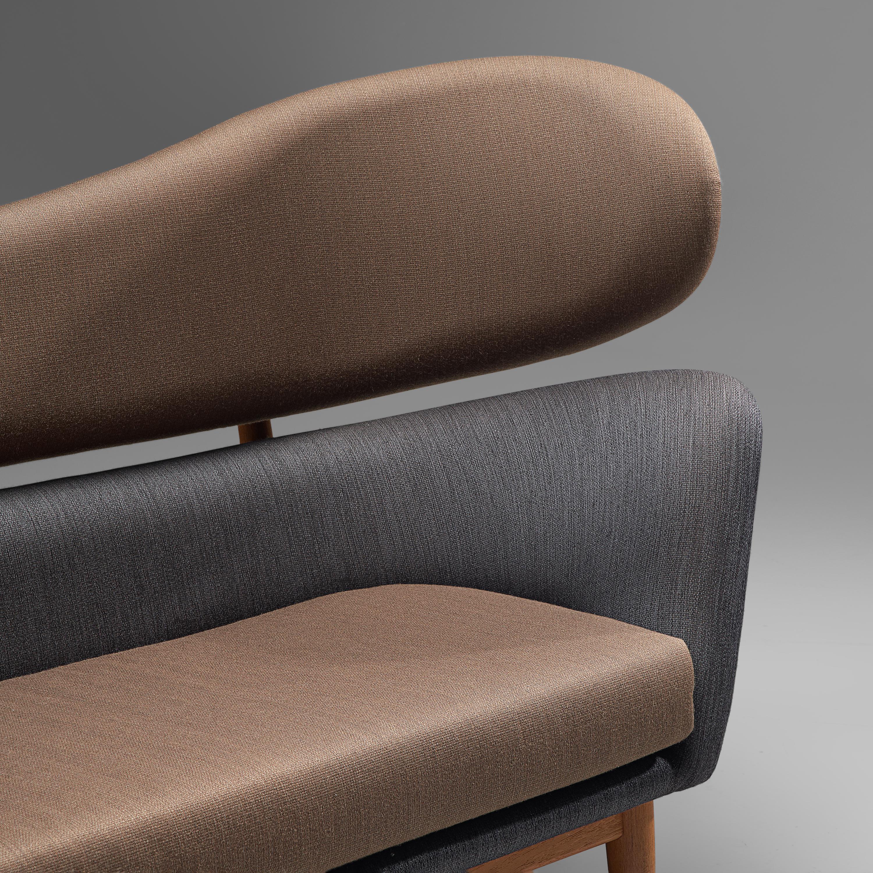 Mid-Century Modern Finn Juhl 'Baker' Sofa in Oak and Black/Brown Fabric