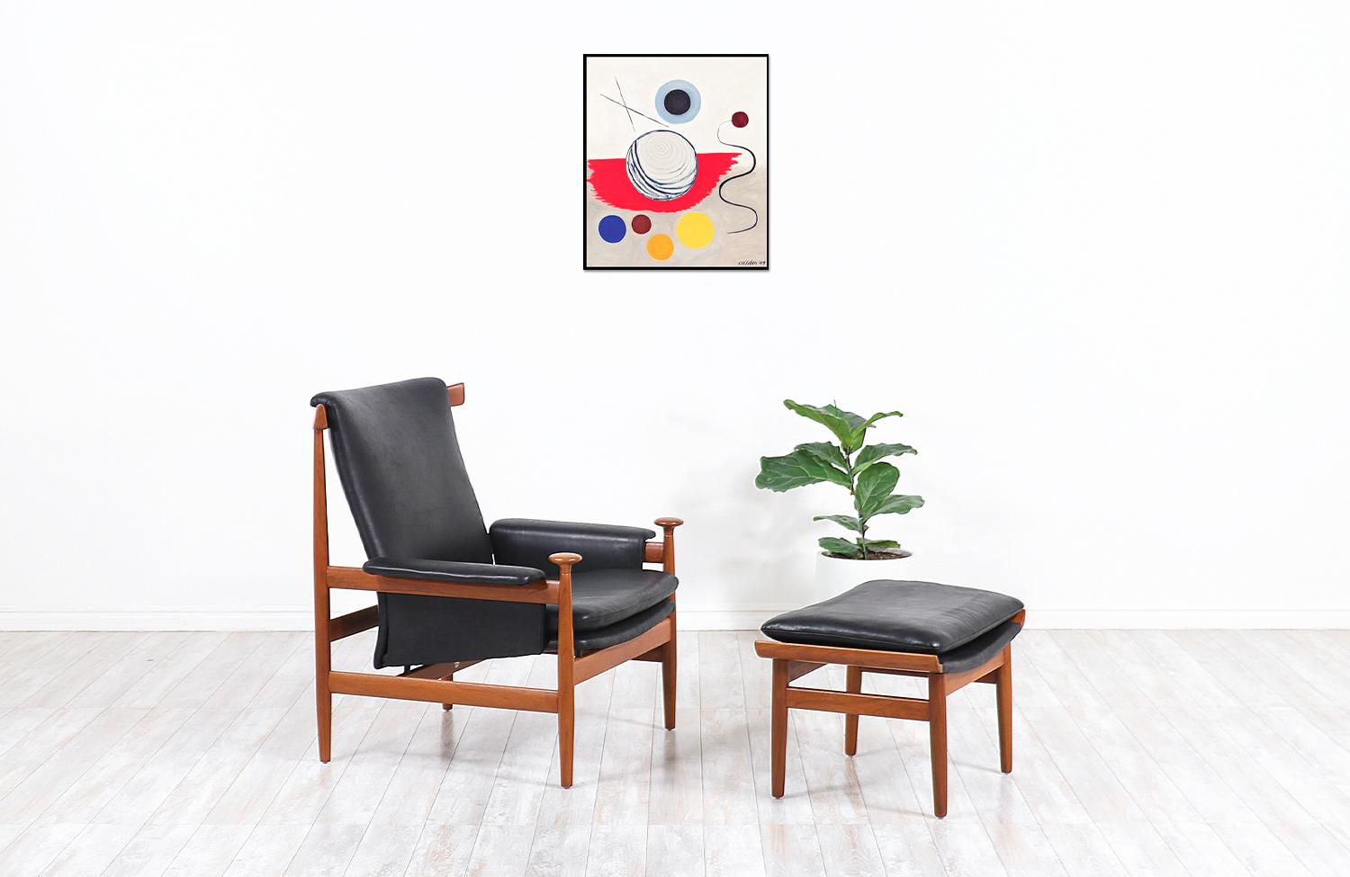 One of the most iconic Danish chairs is the “Bwana” chair and its ottoman designed by Finn Juhl for France & Son in Denmark in 1962. Originally designed as an updated version of the 