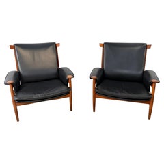 Finn Juhl Bwana chairs in teak and leather France & Son 1960s