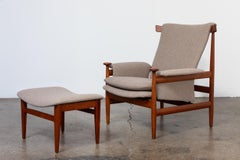Finn Juhl Bwana Lounge Chair et Ottoman en teck et laine Holland and Sherry