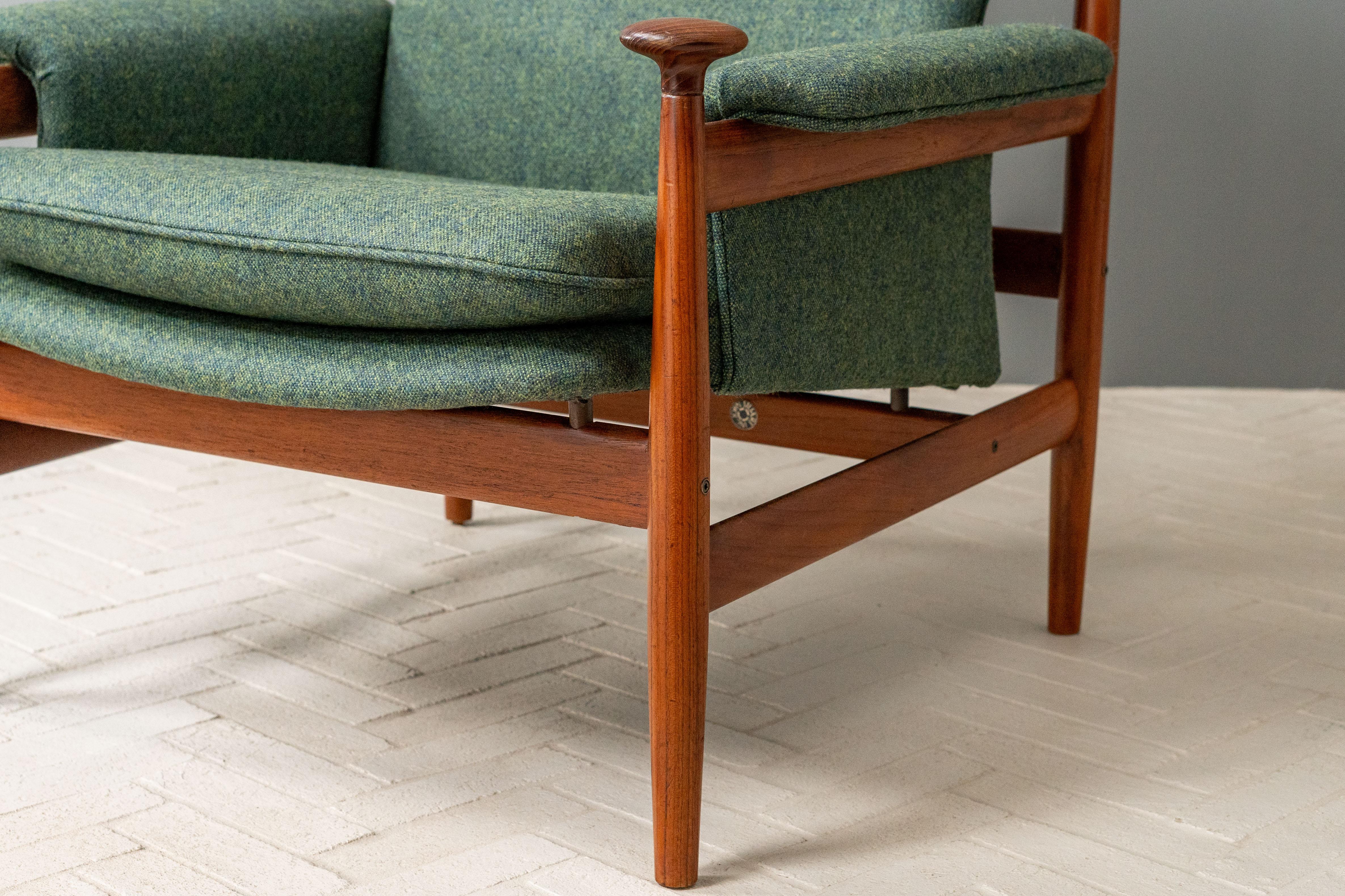 Wool Finn Juhl Bwana Lounge Chair & Ottoman For Sale