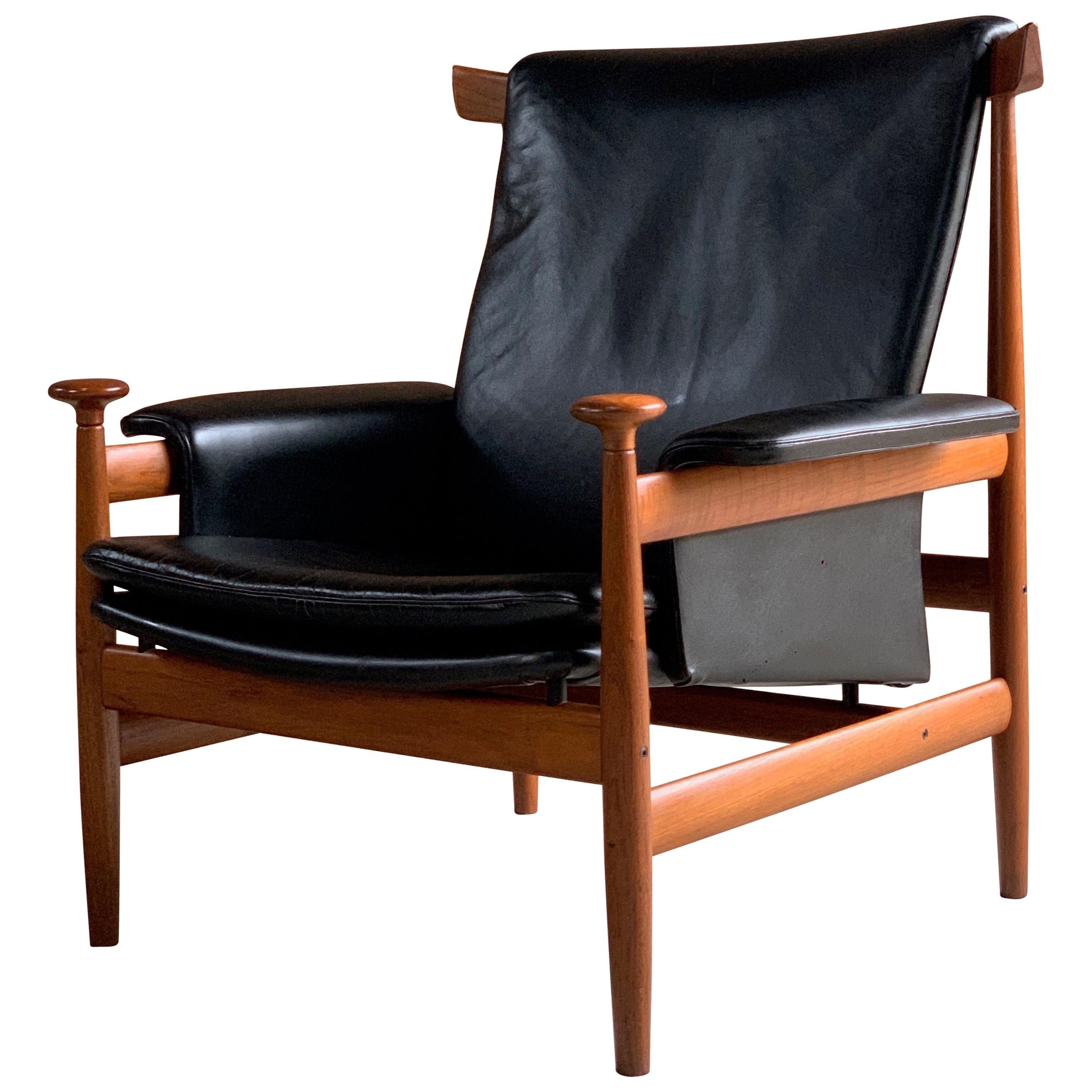 Finn Juhl "Bwana" Teak & Leather Lounge Armchair  Model 152 by France & Son 