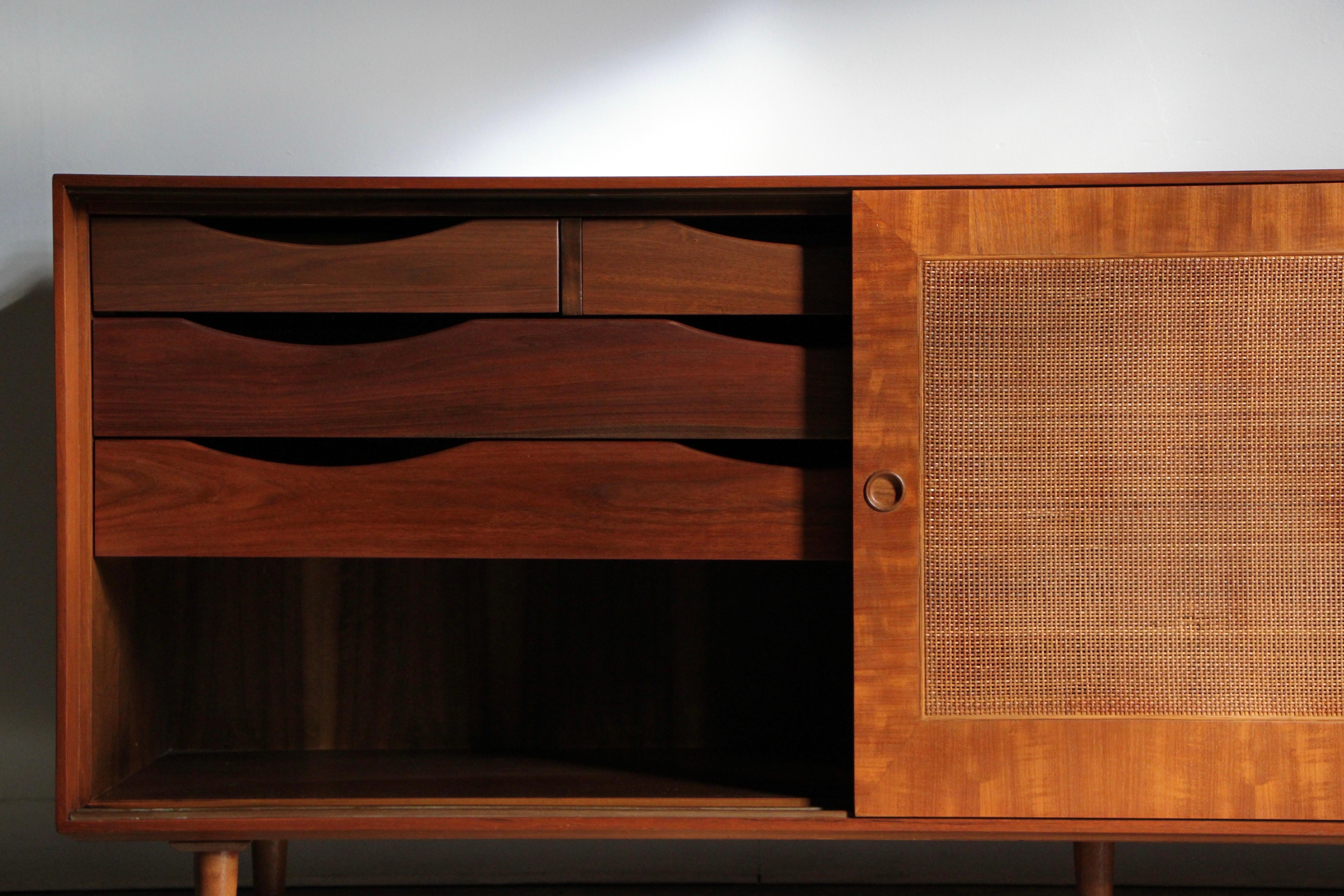 North American Finn Juhl Cane Front Credenza for Baker, 1950s
