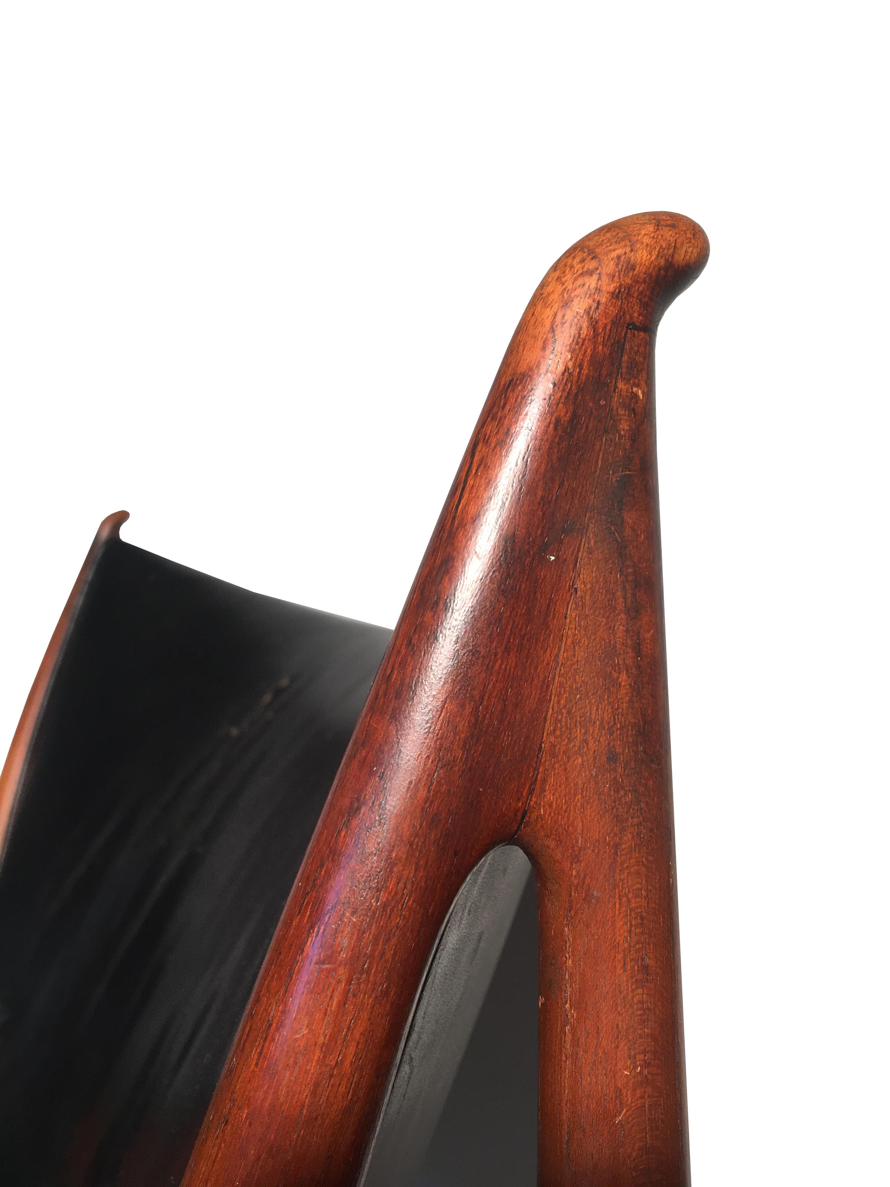 Finn Juhl Chieftain Chair for Niels Vodder in Teak and Black Leather 6