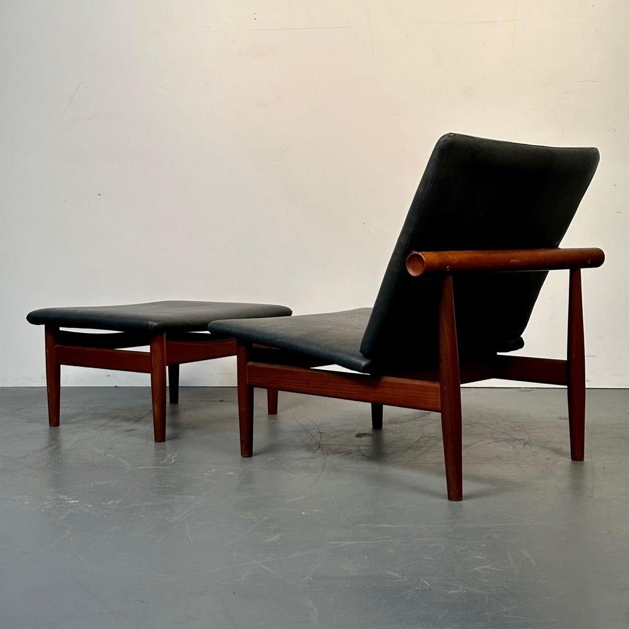 Finn Juhl Danish Mid-Century Modern Japan Lounge Chair and Ottoman, Daverkosen For Sale 10