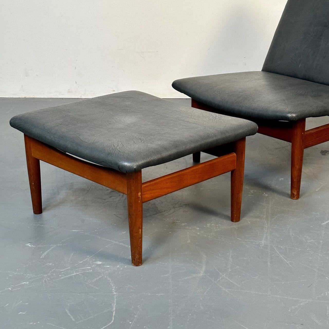 Finn Juhl Danish Mid-Century Modern Japan Lounge Chair and Ottoman, Daverkosen For Sale 13