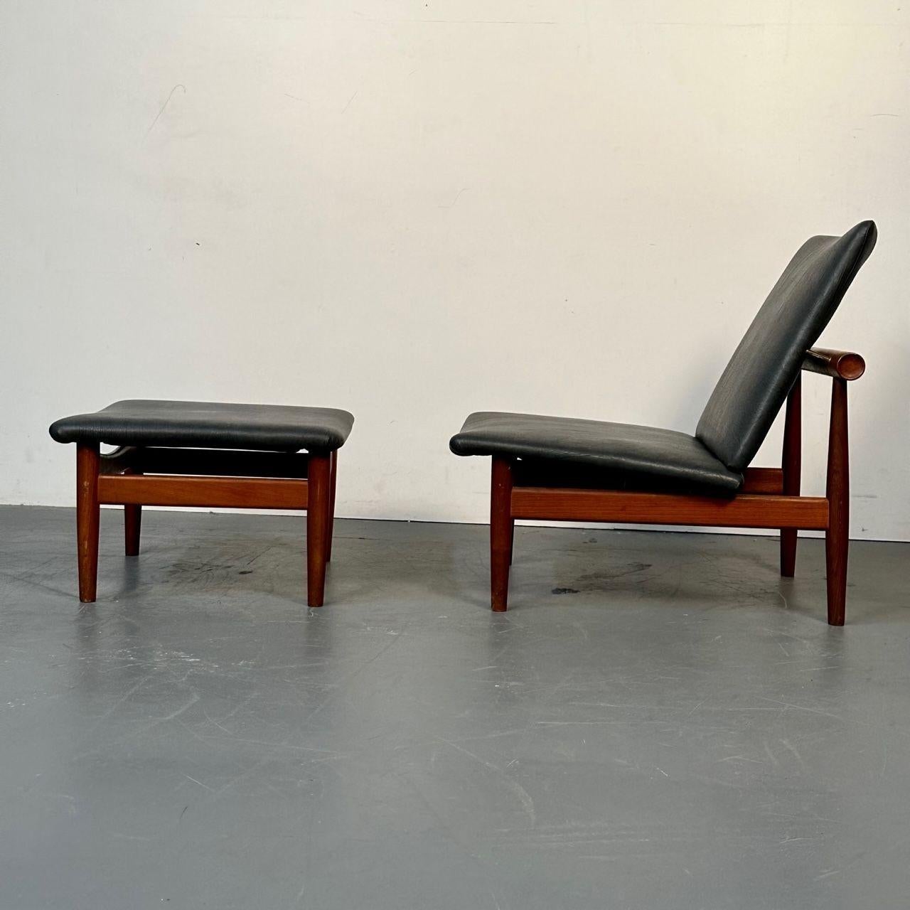 Finn Juhl Danish Mid-Century Modern Japan Lounge Chair and Ottoman, Daverkosen For Sale 1