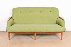 Finn Juhl Danish Modern Upholstered Sculpted Teak Sofa, 1950s