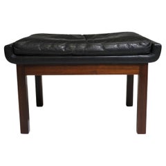 Finn Juhl Danish Rosewood Black Leather Ottoman Stool