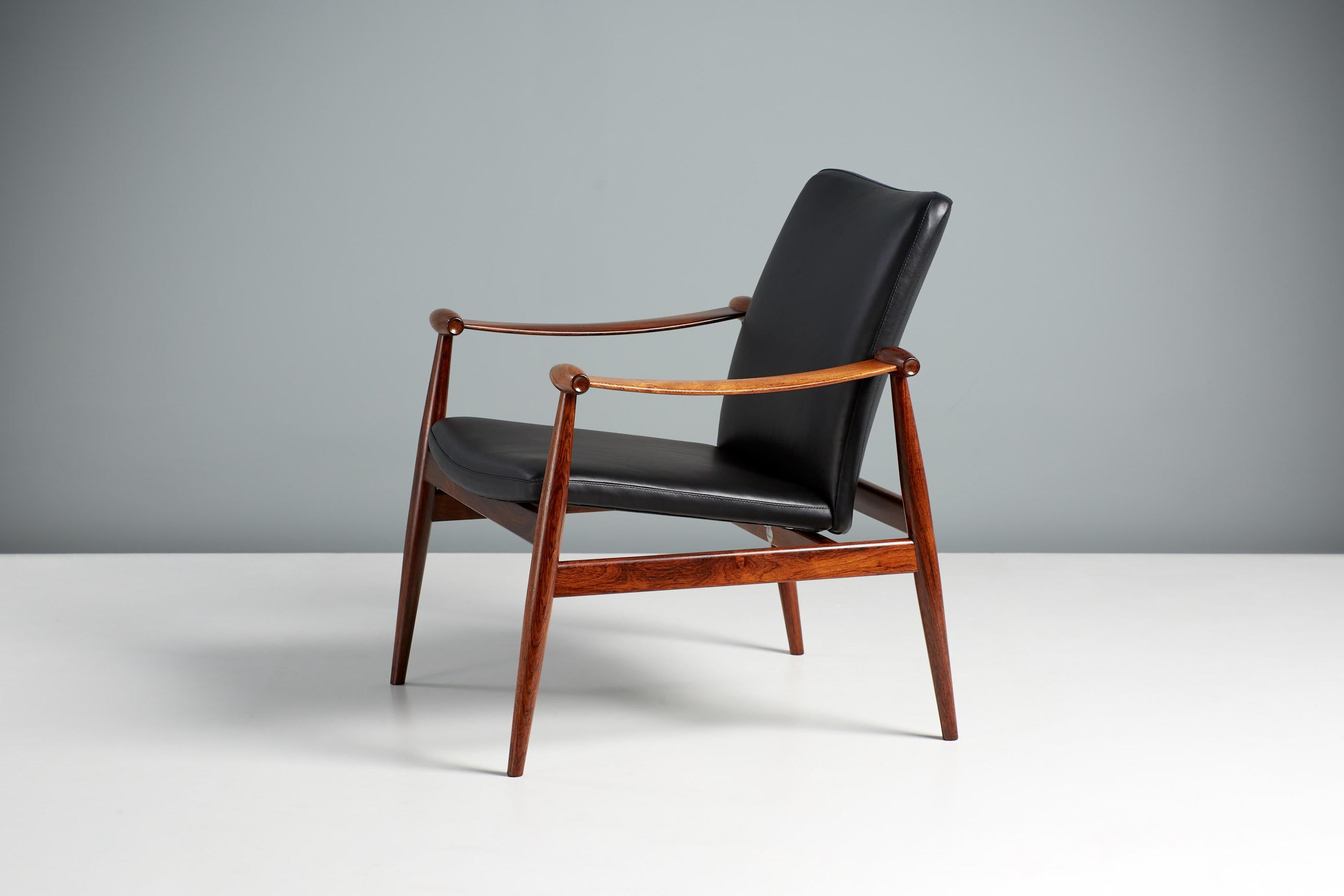 Leather Finn Juhl Danish Rosewood Spade Chair, circa 1960s For Sale