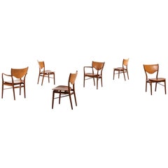 Finn Juhl Dining Chairs Model Bo-63 & Bo-72 by Bovirke in Denmark