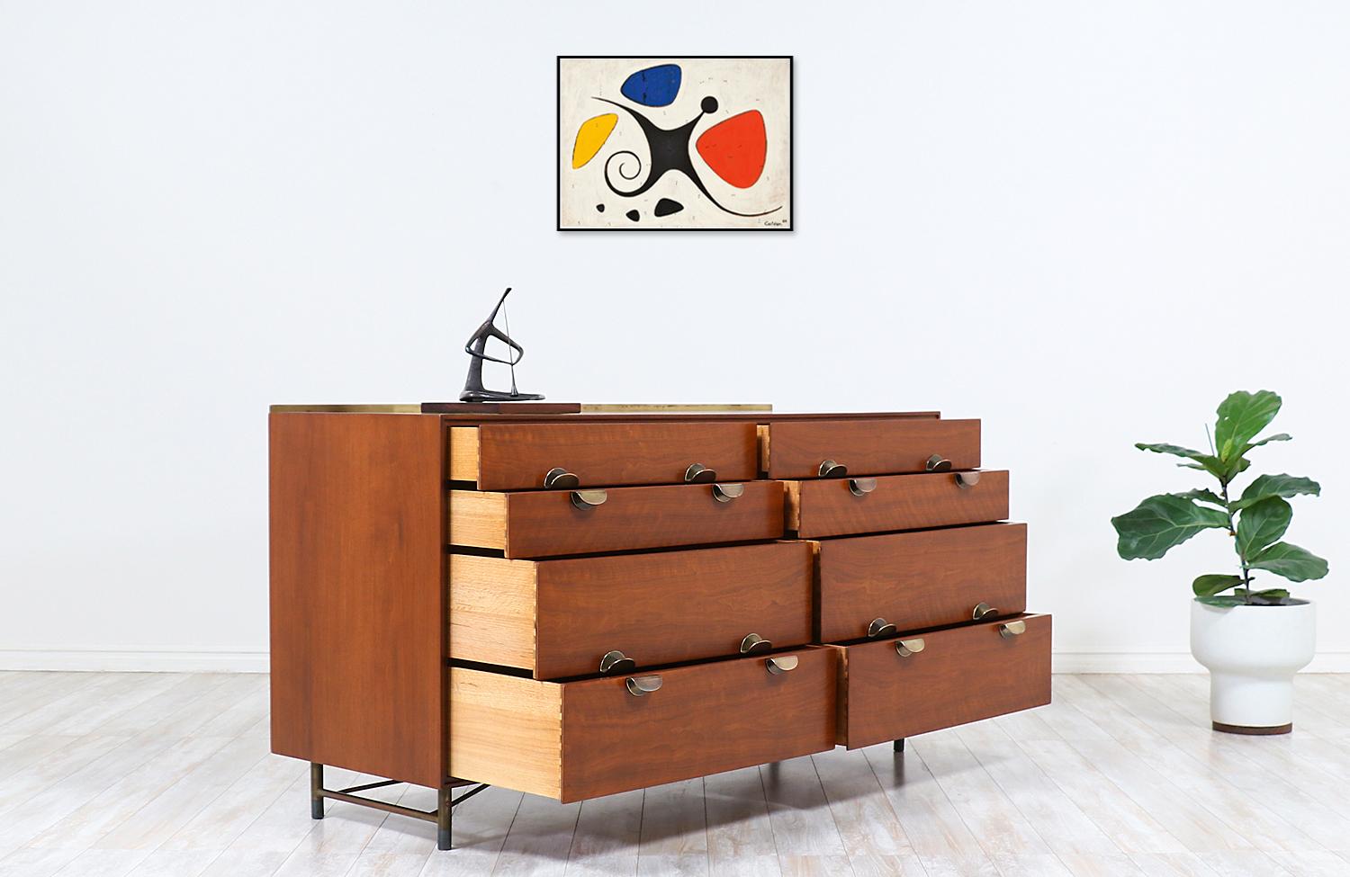 Mid-Century Modern Finn Juhl Dresser with Brass Accents for Baker Furniture