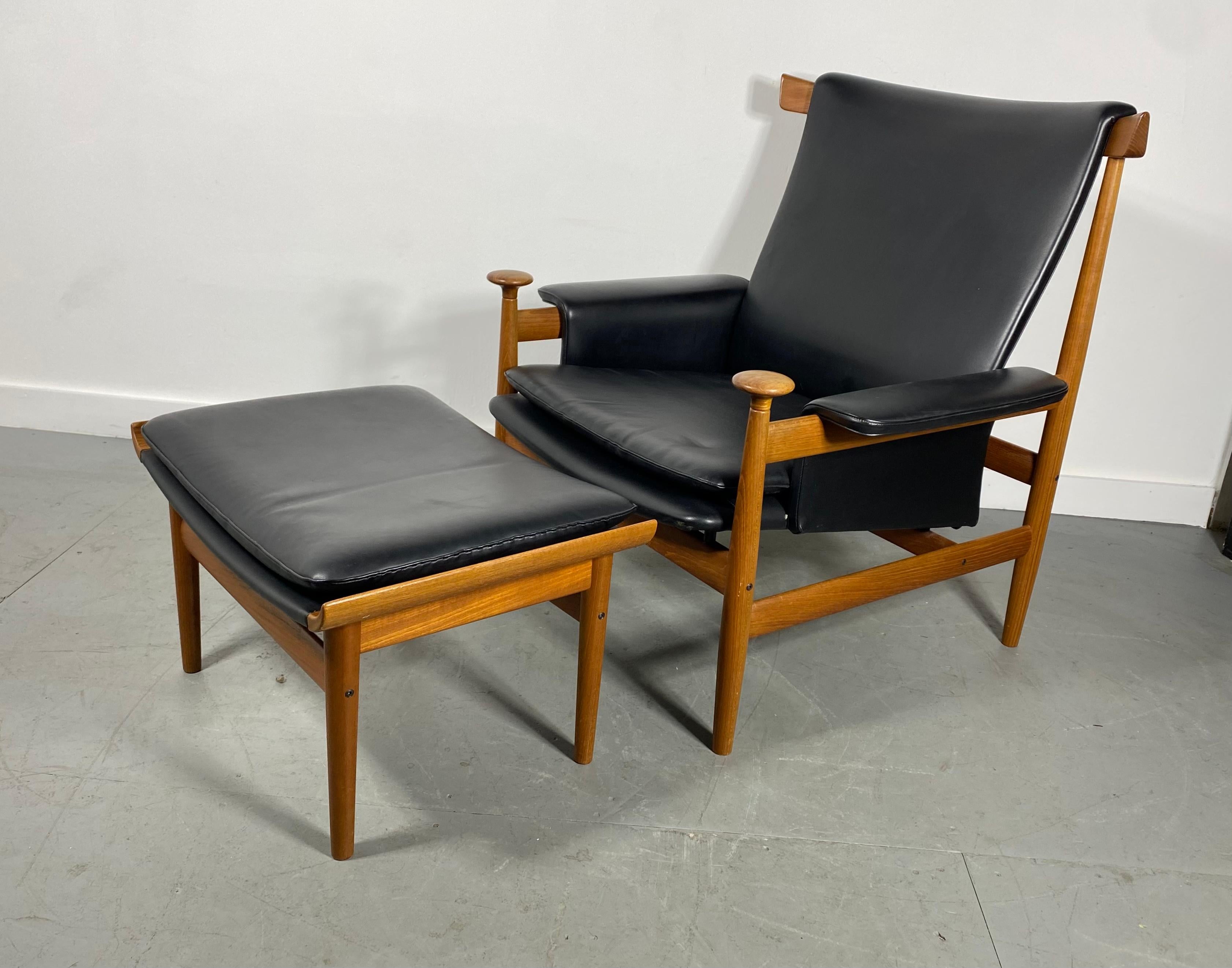 Finn Juhl Easy Chair and Ottoman Bwana by France & Daverkosen / Denmark In Good Condition In Buffalo, NY