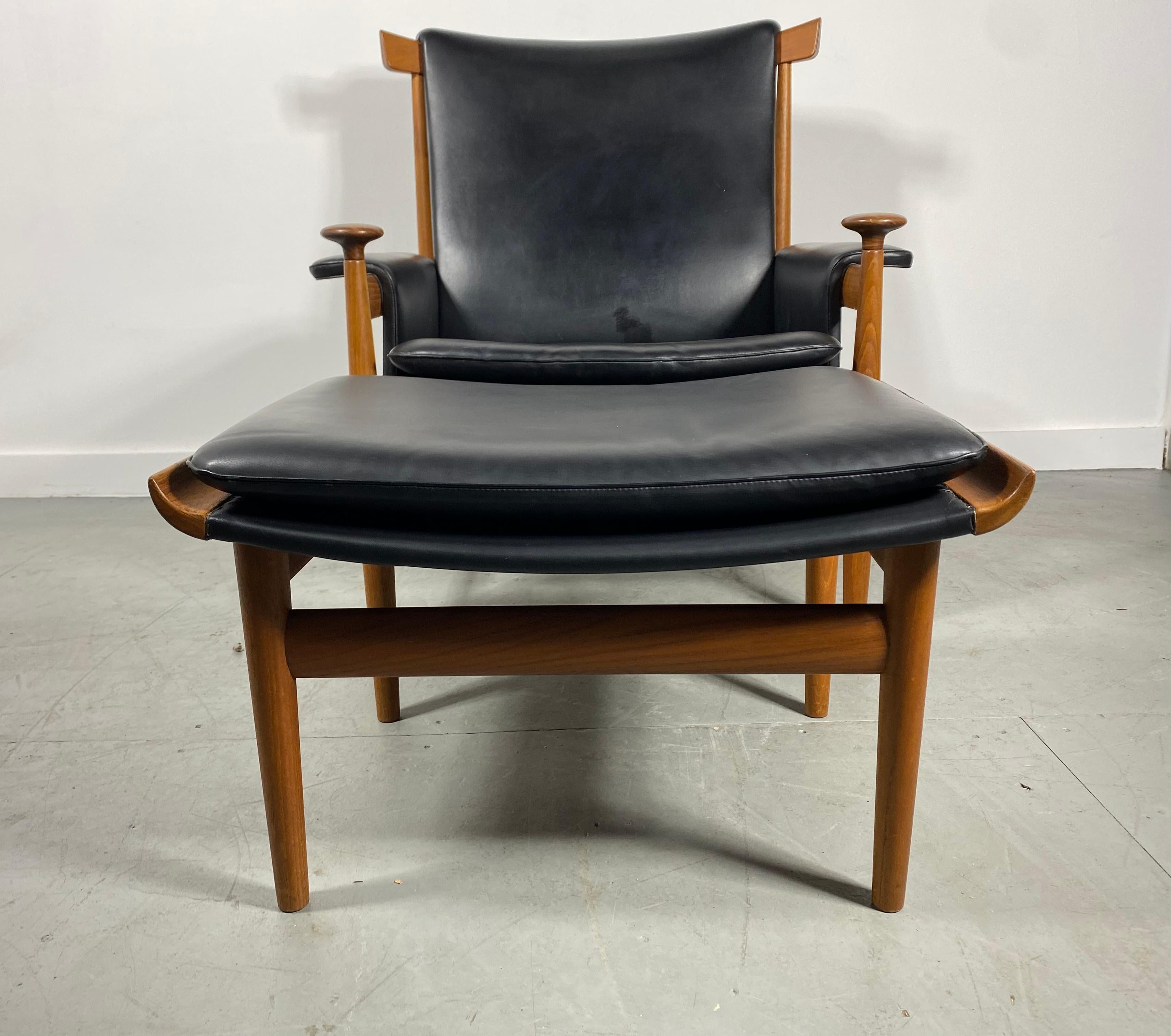 Mid-20th Century Finn Juhl Easy Chair and Ottoman Bwana by France & Daverkosen / Denmark
