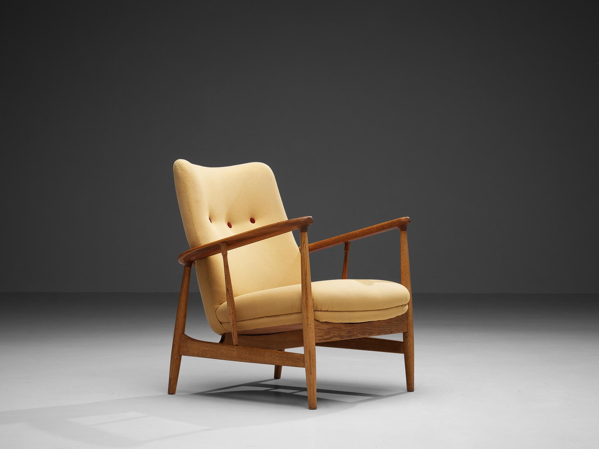 Danish Finn Juhl Easy Chair in Oak and Teak, 1953