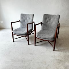 Finn Juhl Easy Chairs Model BO59 by Bovirke in Denmark