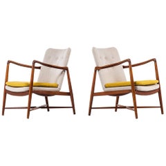 Finn Juhl Easy Chairs Model BO59 by Bovirke in Denmark