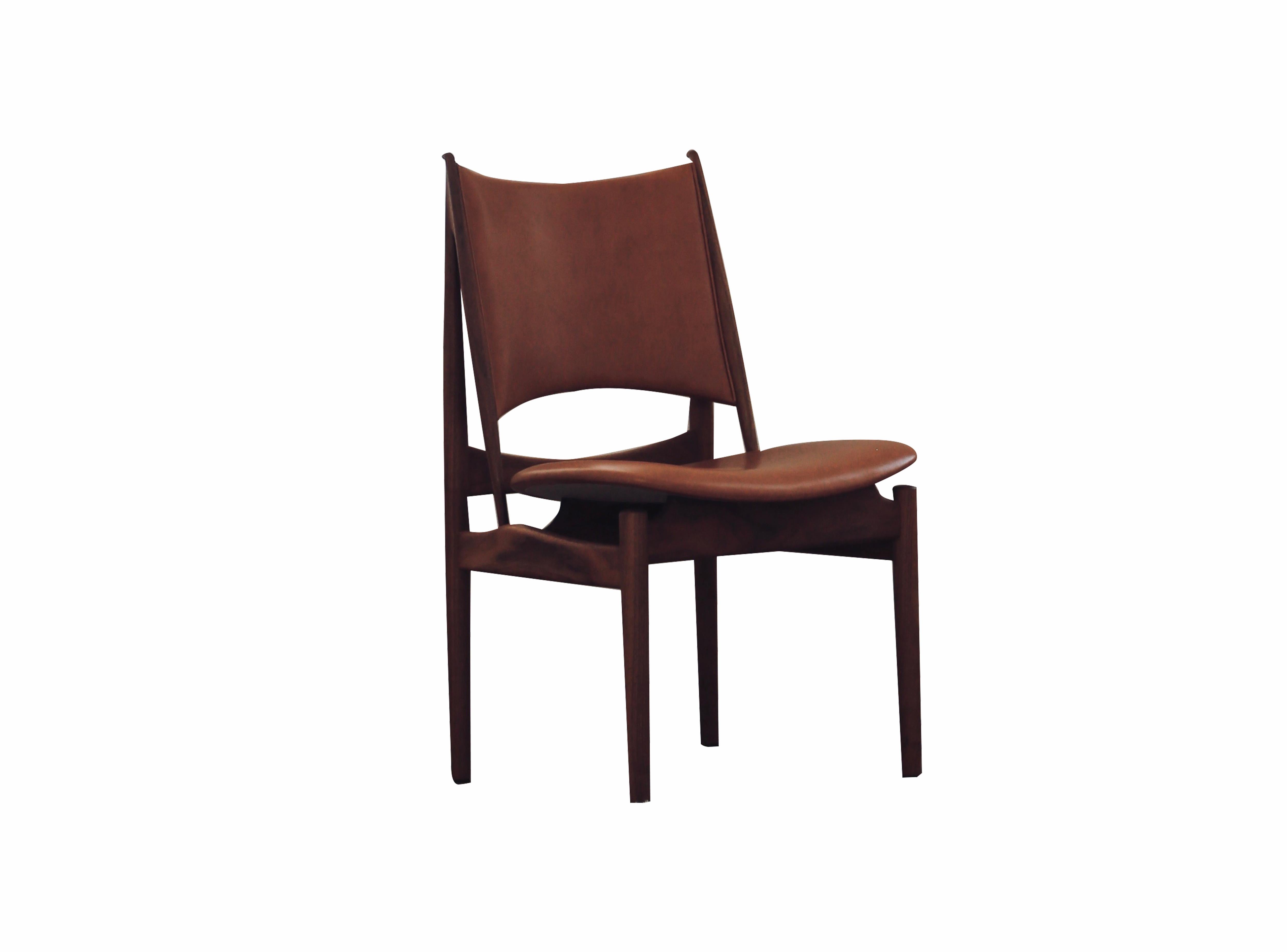 Danish Finn Juhl Egypetian Chair in Wood and Leather For Sale