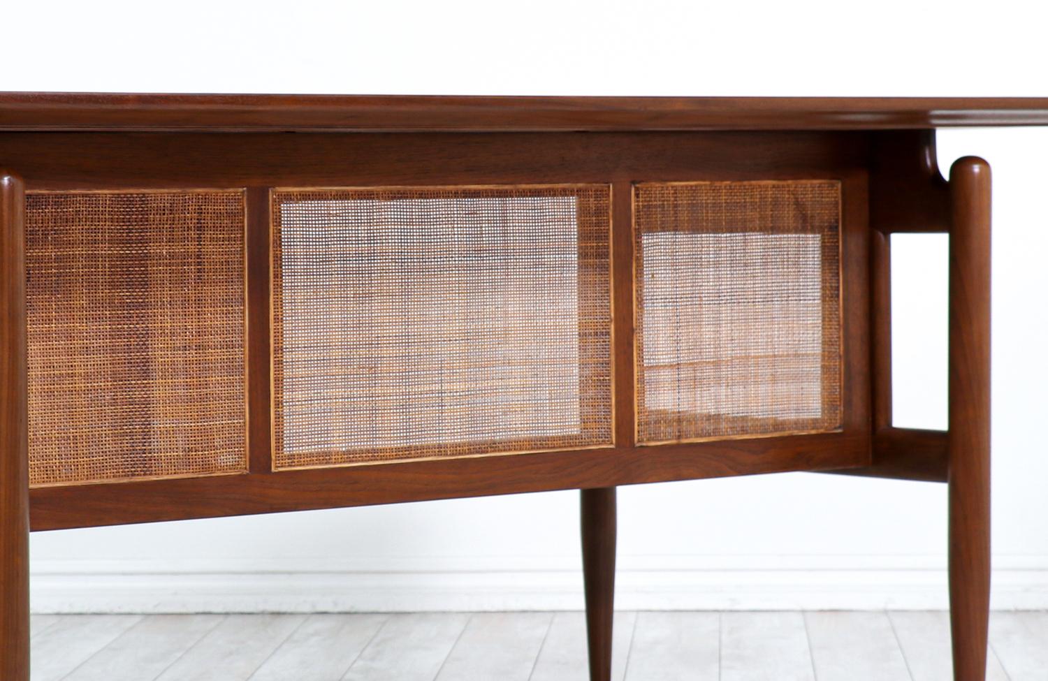 Finn Juhl Executive Walnut Desk with Original Caning for Baker Furniture 2