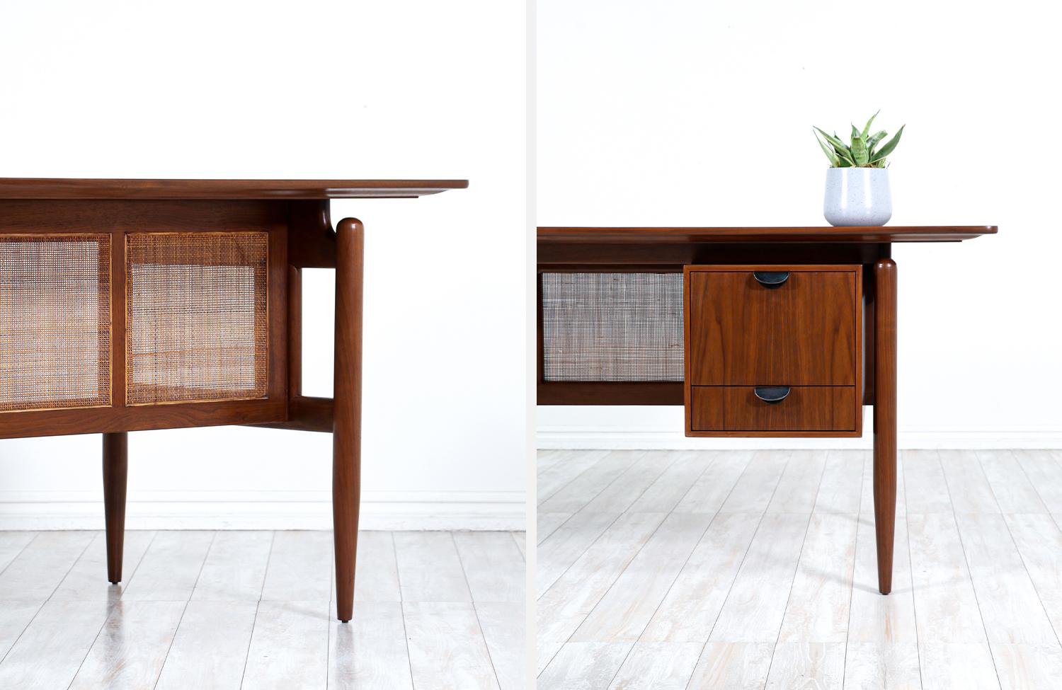 Finn Juhl Executive Walnut Desk with Original Caning for Baker Furniture 6