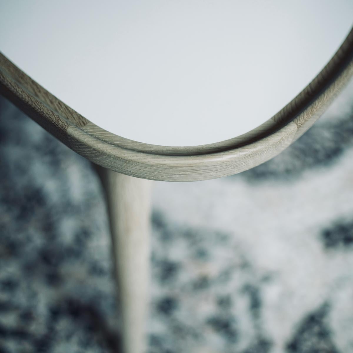 Finn Juhl Scandinavian Modern Eye Side Table, Wood and White High Gloss Laminate 5