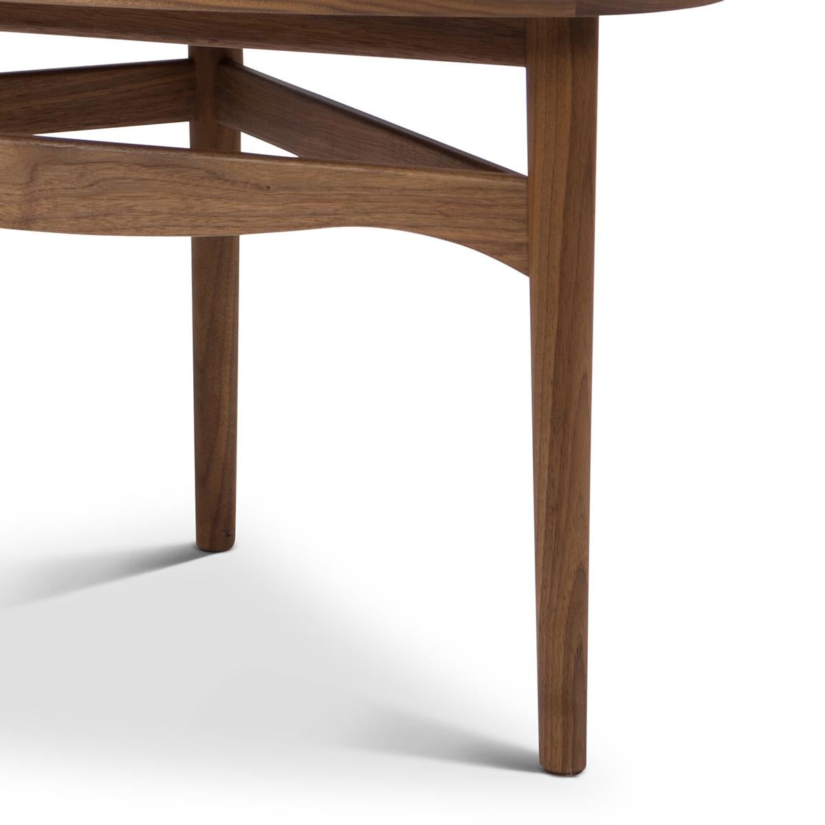 Finn Juhl Scandinavian Modern Eye Side Table, Wood and White High Gloss Laminate 1