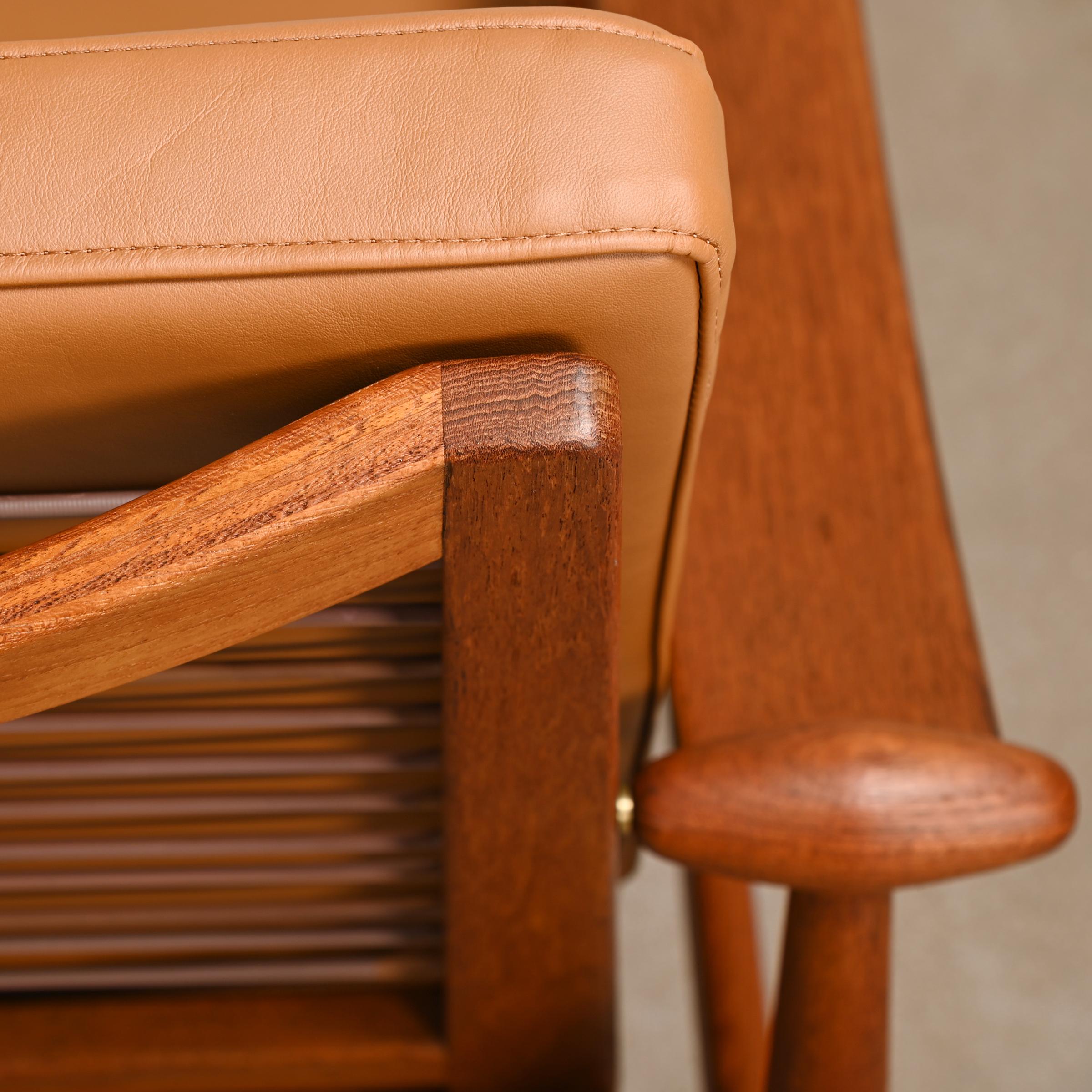 Finn Juhl FD-133 Easy Chair in Teak and Cognac Leather for France & Daverkosen For Sale 9