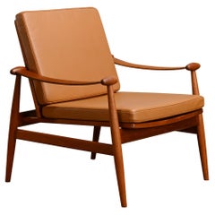 Finn Juhl FD-133 Easy Chair aus Teakholz und cognacfarbenem Leder für France & Daverkosen