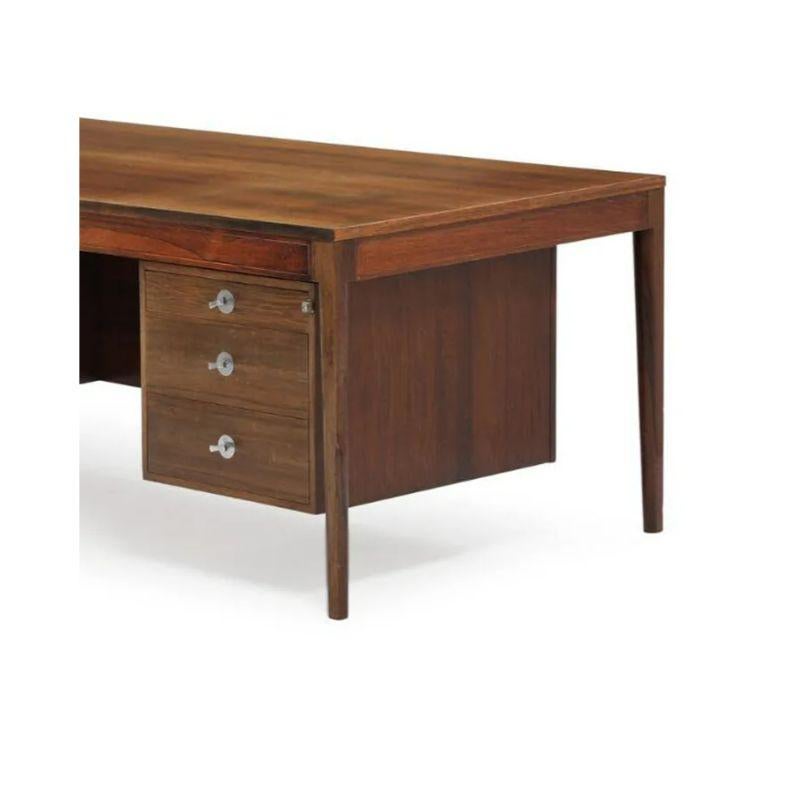 Danish Finn Juhl 'FD-951 Diplomat' Desk With Five Drawers in Rosewood and Brass