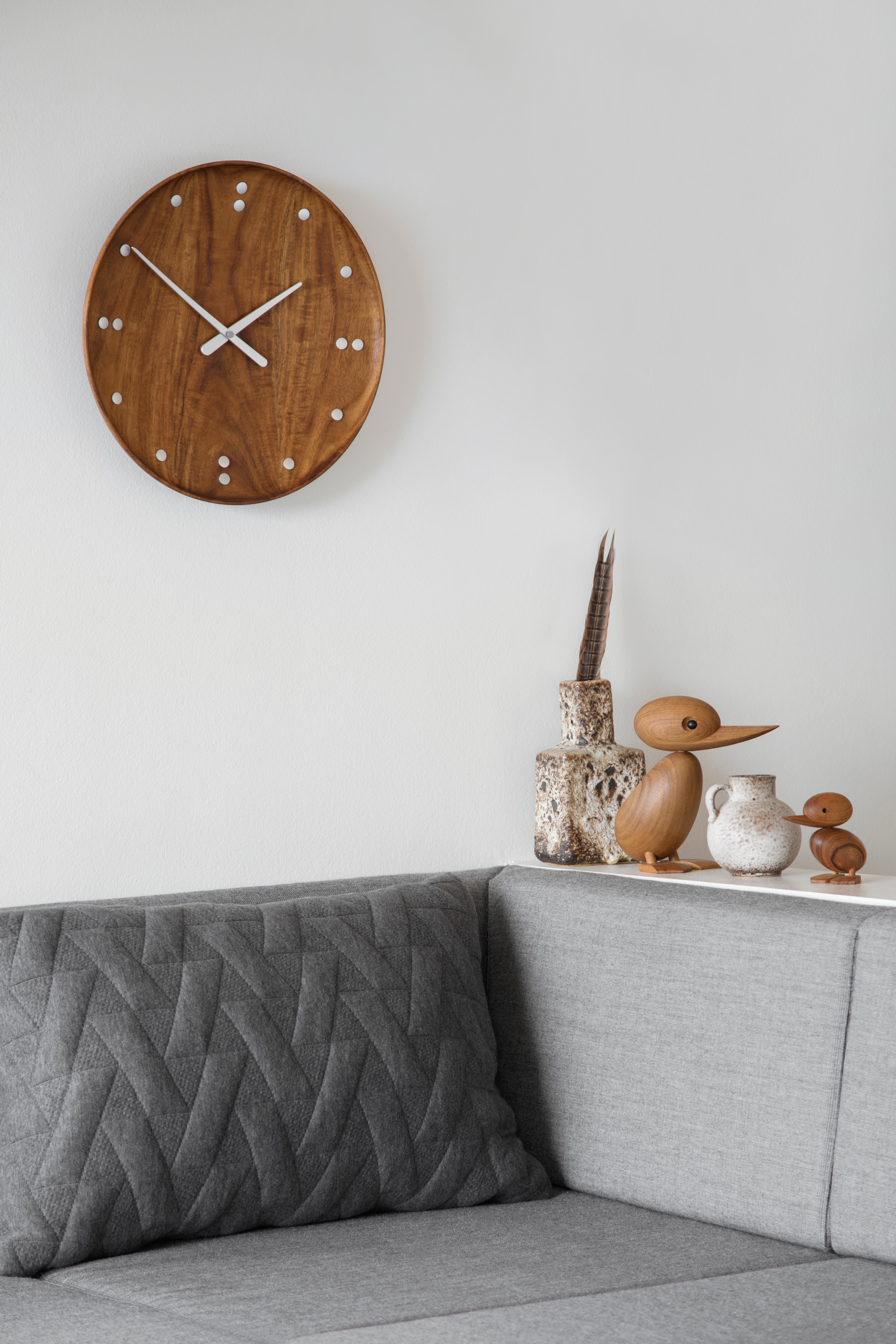Finn Juhl Fj Clock, Teak Aluminium, Architectmade, Denmark, Midcentury In New Condition For Sale In Basel, BS