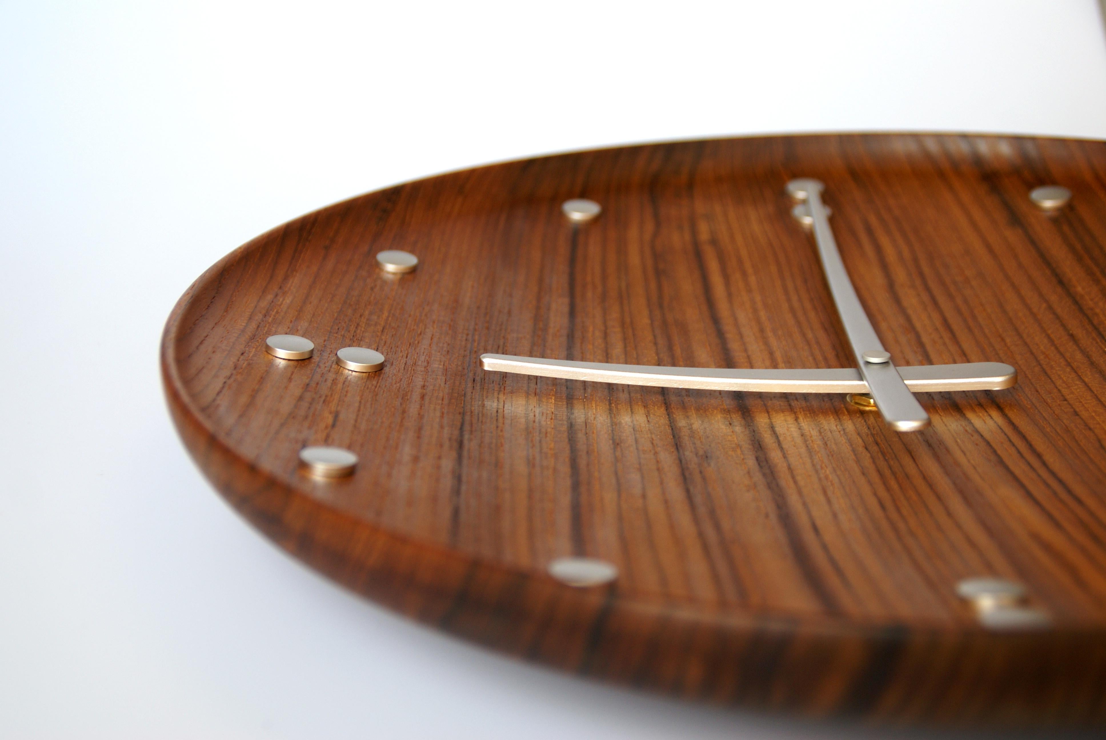 Contemporary Finn Juhl Fj Clock, Teak Aluminium, Architectmade, Denmark, Midcentury For Sale
