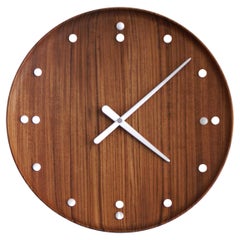 Finn Juhl Fj Clock, Teak Aluminium, Architectmade, Denmark, Midcentury