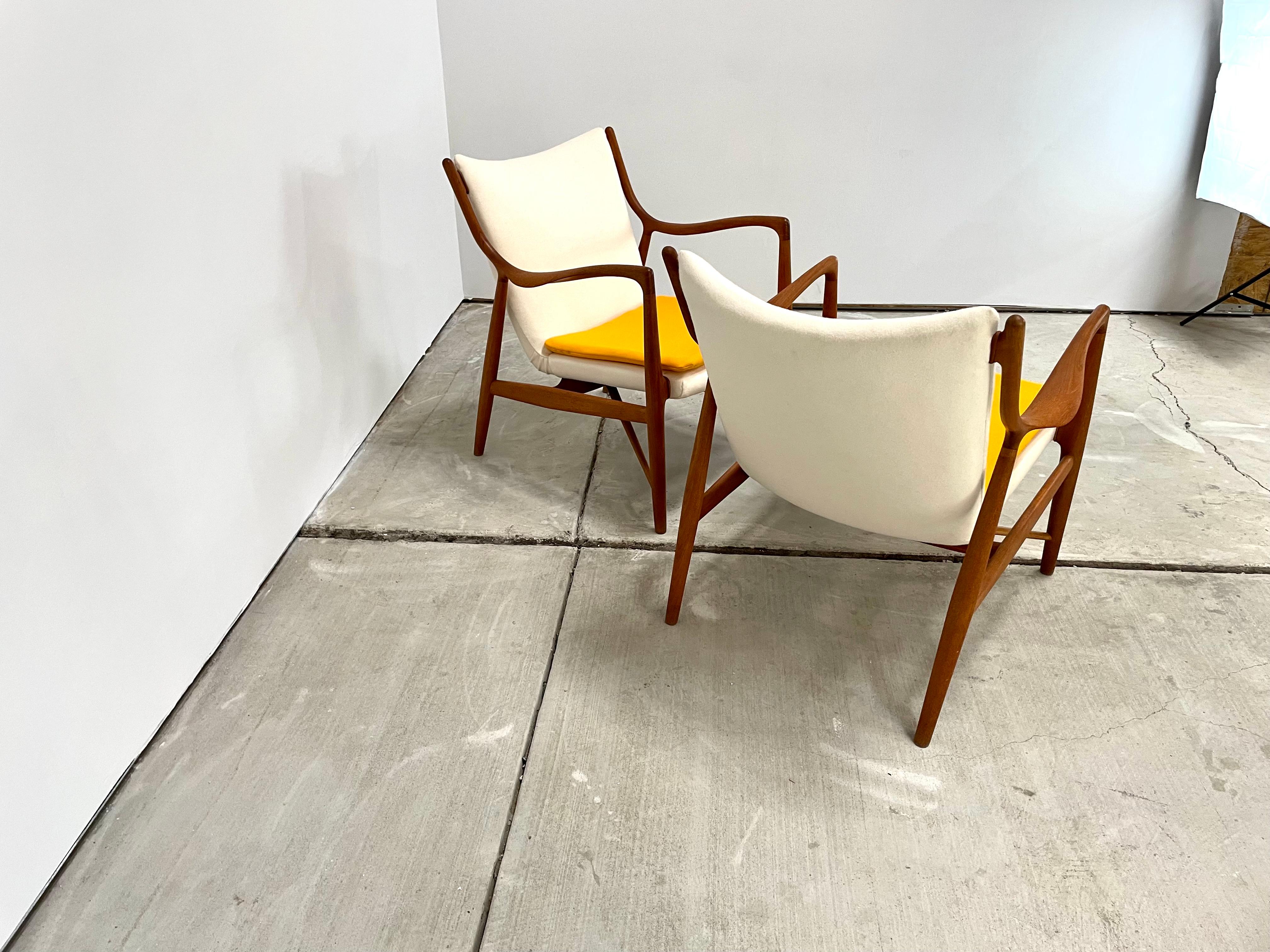 Danish Finn Juhl FJ45 Lounge Chairs by Niels Vodder For Sale