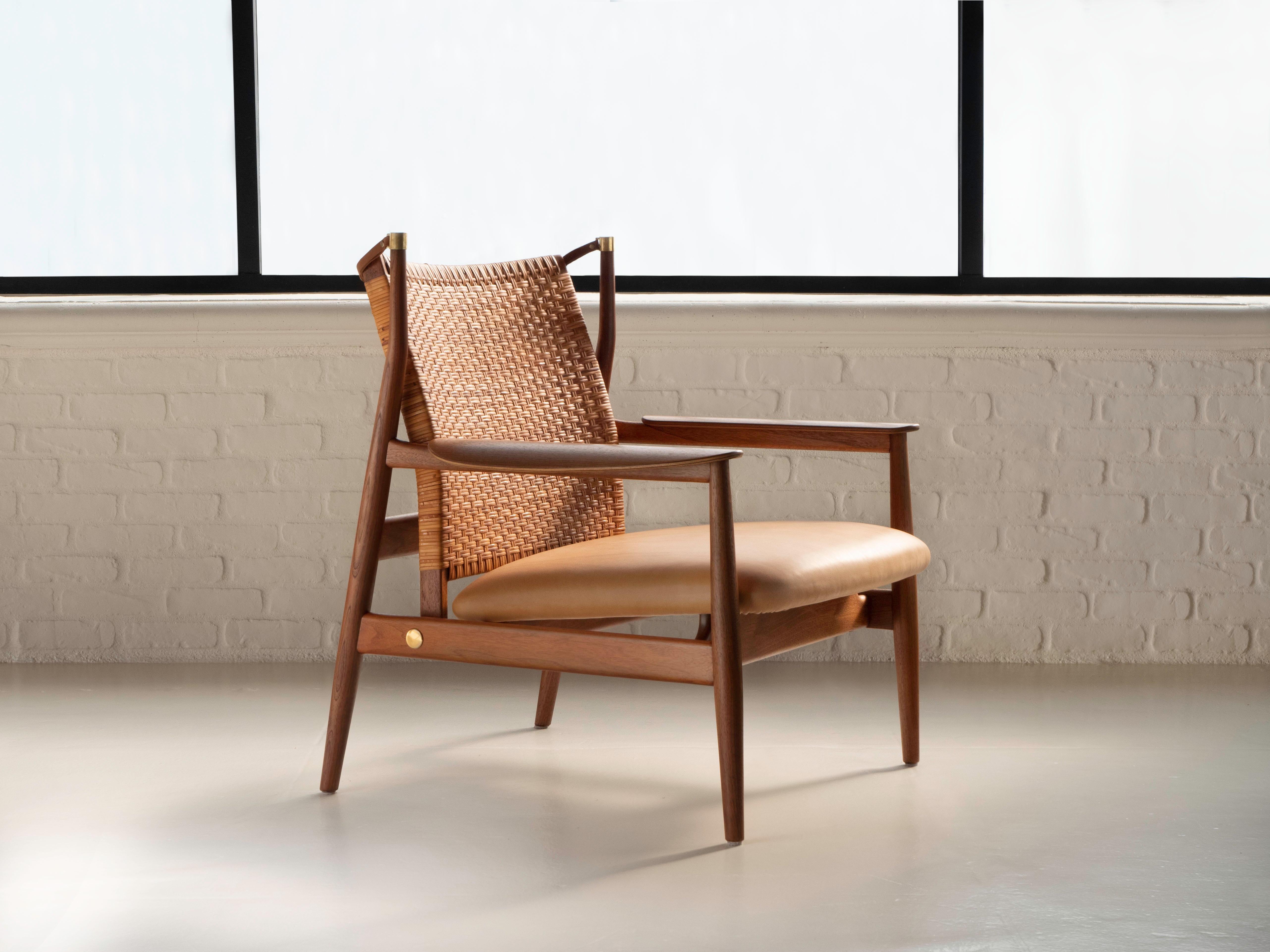 Finn Juhl FJ55 Cane Back Reclining Chair in Walnut for Baker Furniture, 1950's For Sale 9