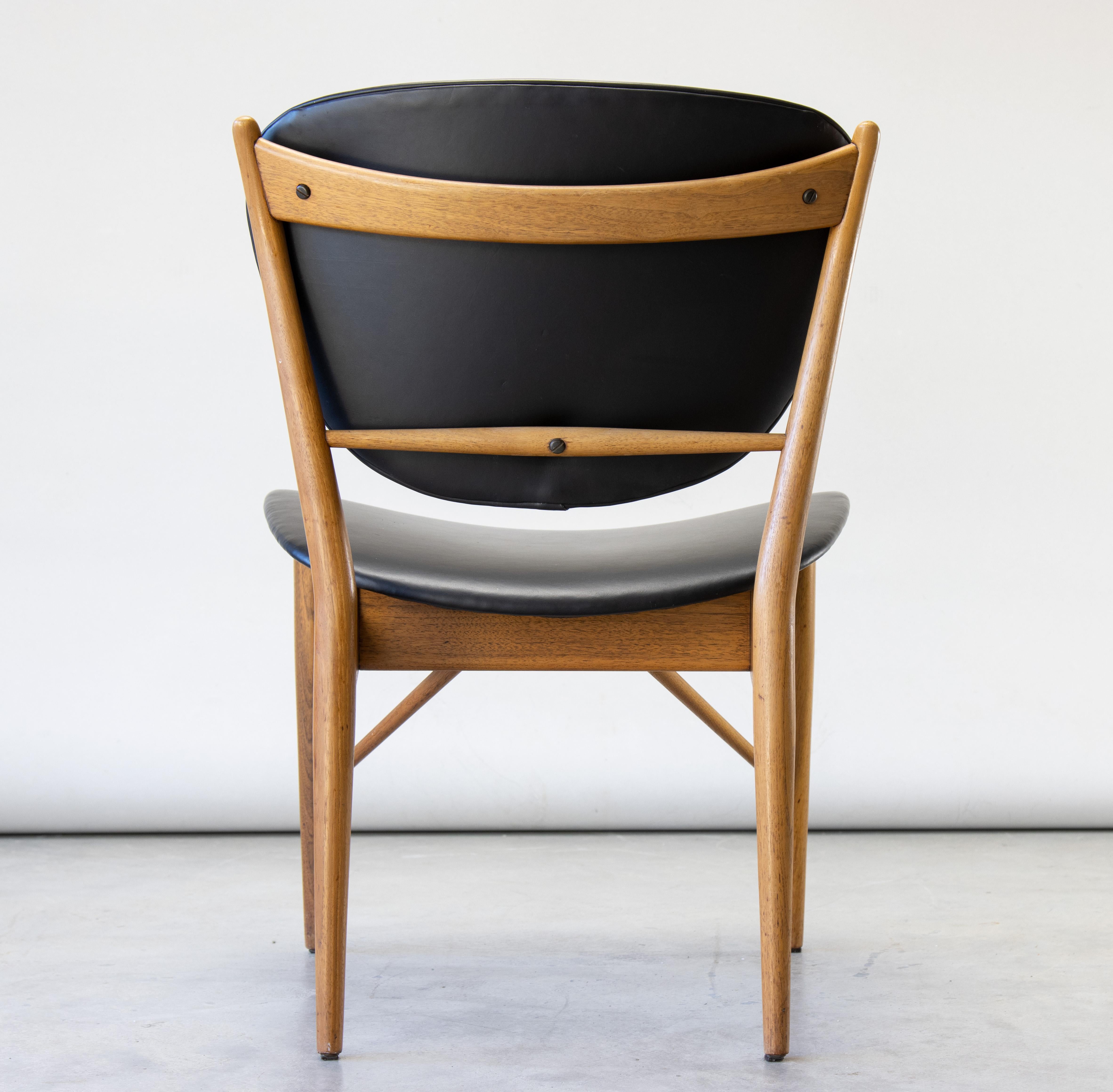 Mid-20th Century Finn Juhl for Baker 51 Chair Walnut and Vinyl danish mid century modern For Sale