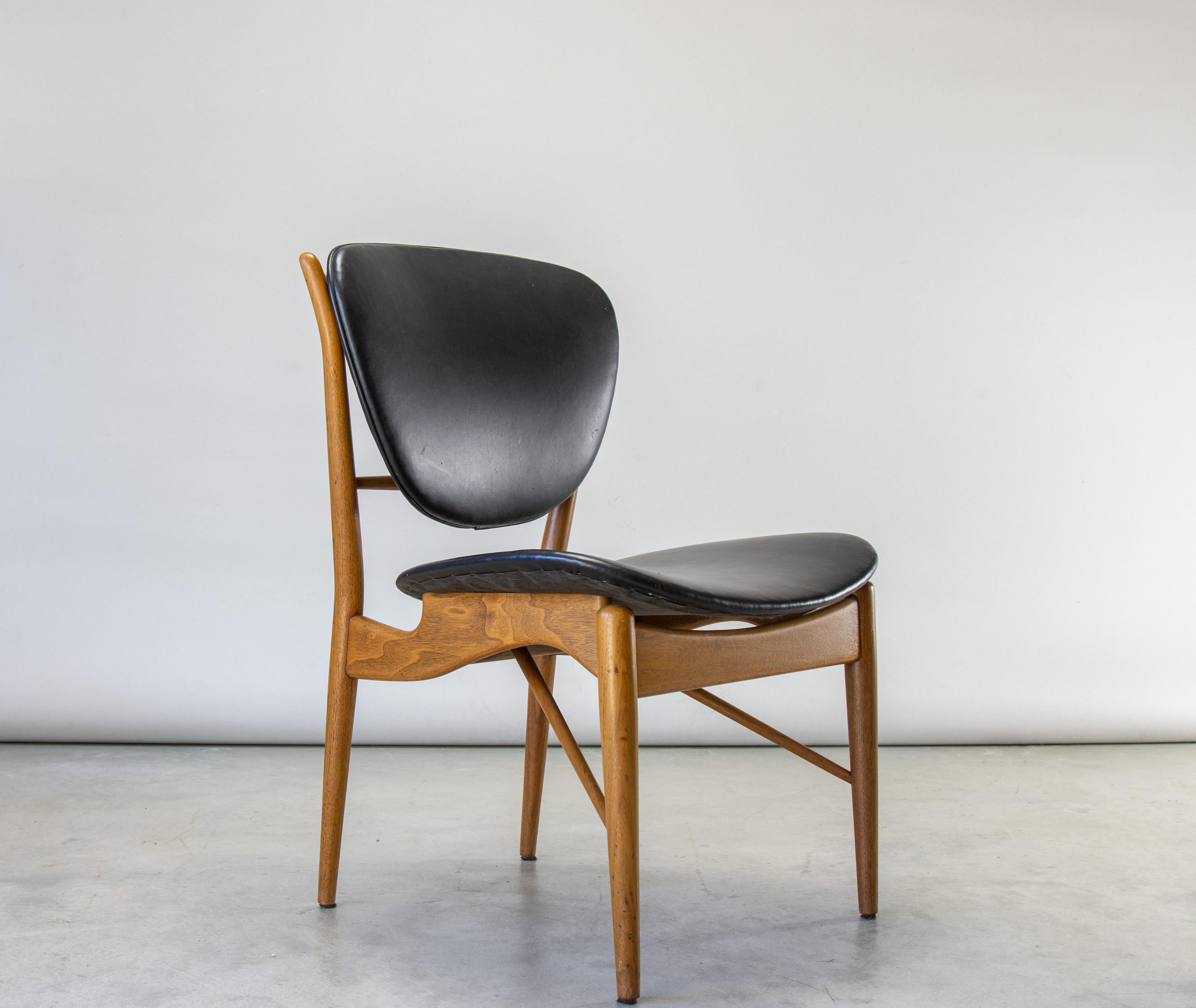 Finn Juhl for Baker 51 Chair Walnut and Vinyl danish mid century modern For Sale 1