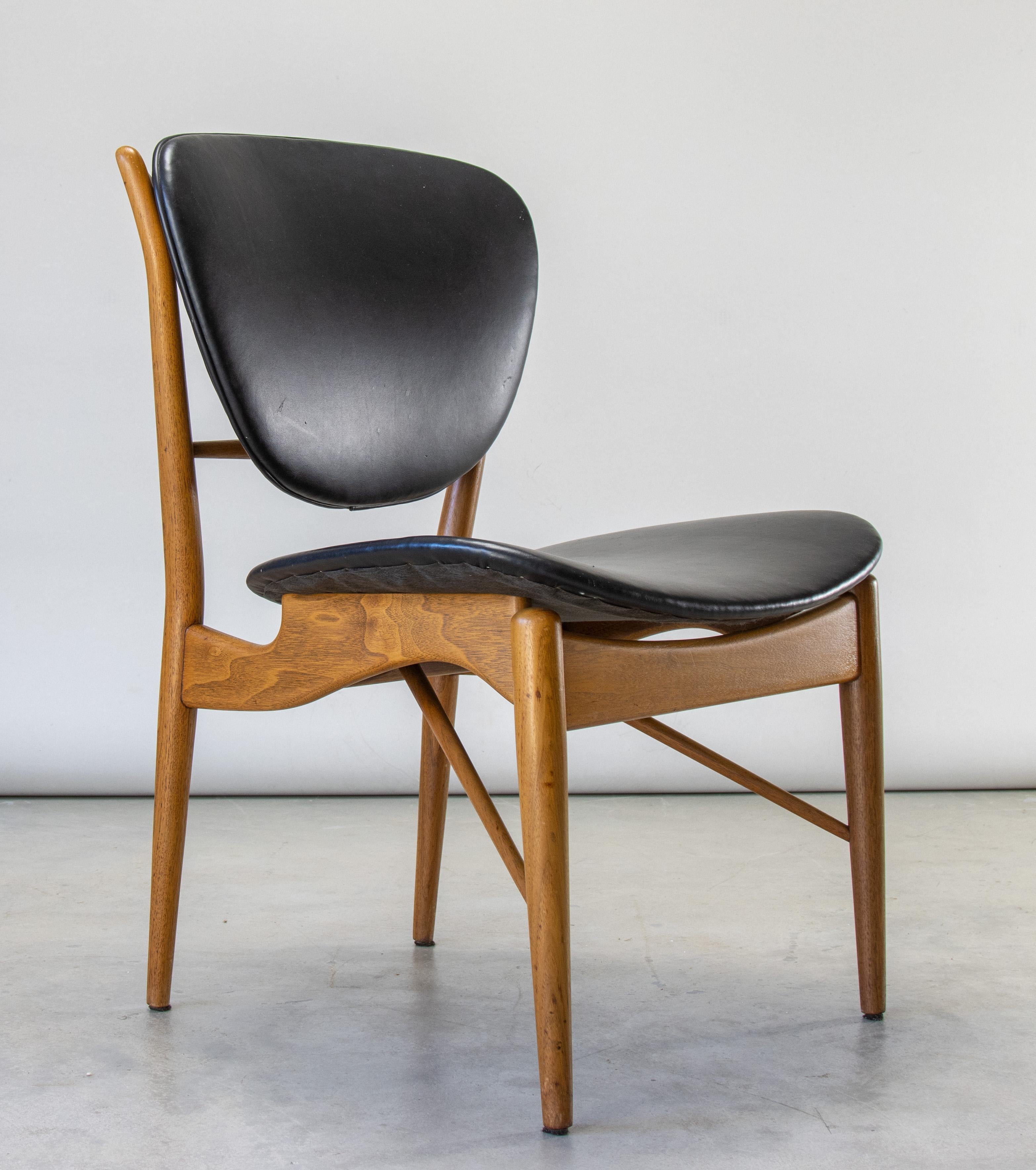 Finn Juhl for Baker 51 Chair Walnut and Vinyl danish mid century modern For Sale 2