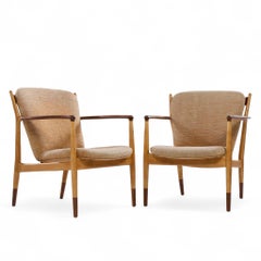 Finn Juhl for Baker Delegate Mid Century Walnut Lounge Chairs - Pair