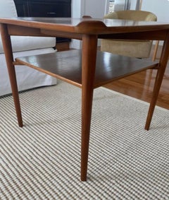 Finn Juhl for Baker Furniture side table with shelf mid century teak walnut USA