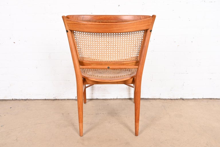 Finn Juhl for Baker Furniture Teak and Cane Side Chair, 1950s For Sale