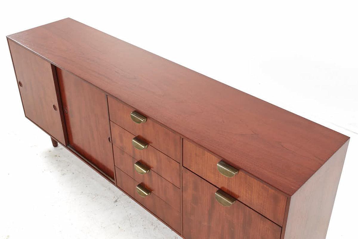 Metal Finn Juhl for Baker Mid Century Walnut Credenza For Sale