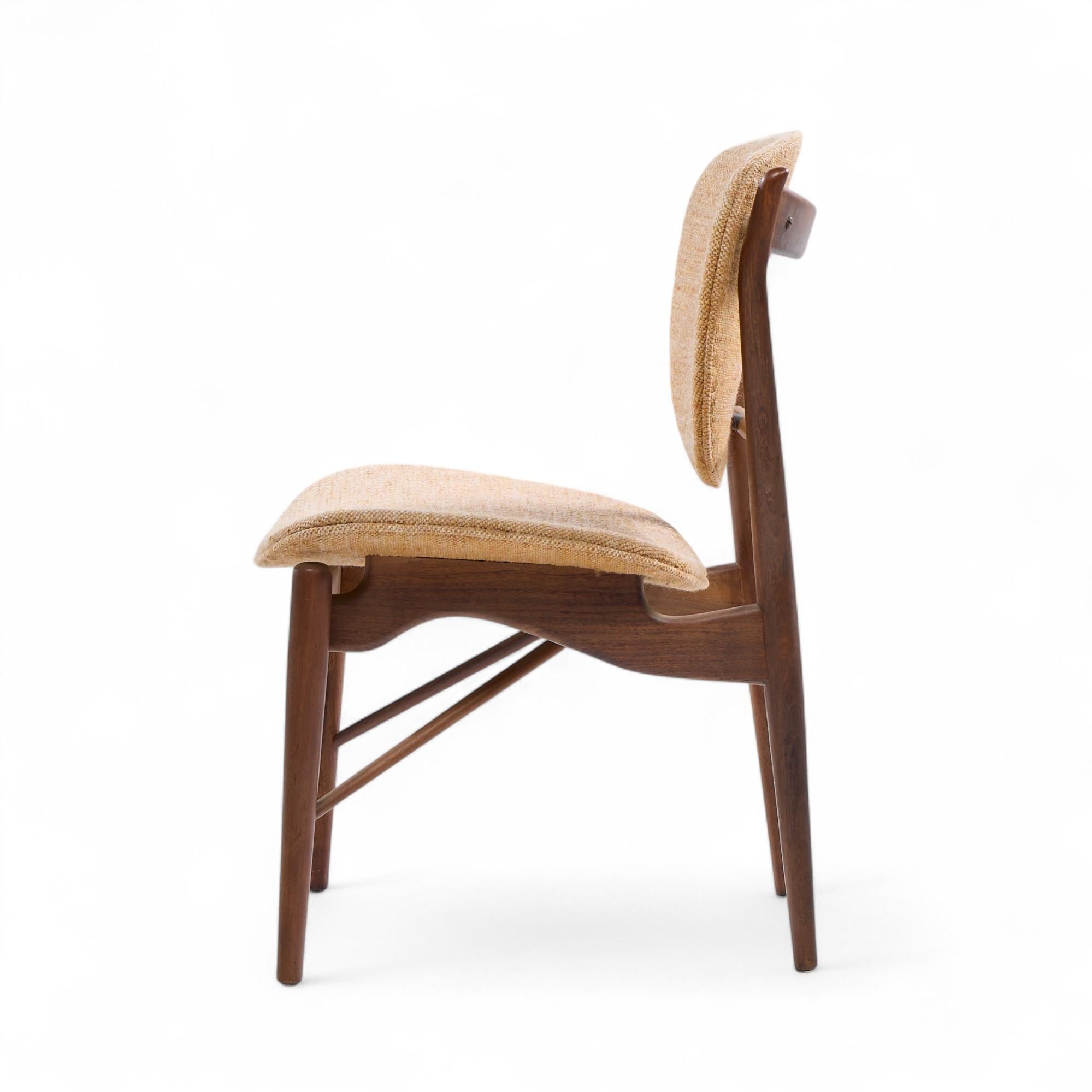 Upholstery Finn Juhl for Baker Model 51 Mid Century Walnut Dining Chairs - Set of 4 For Sale