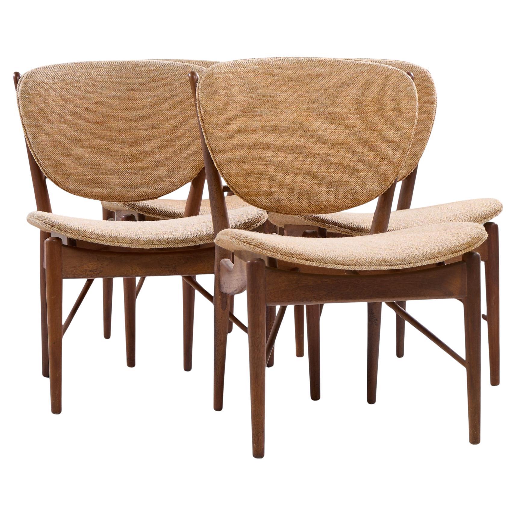 Finn Juhl for Baker Model 51 Mid Century Walnut Dining Chairs - Set of 4 For Sale